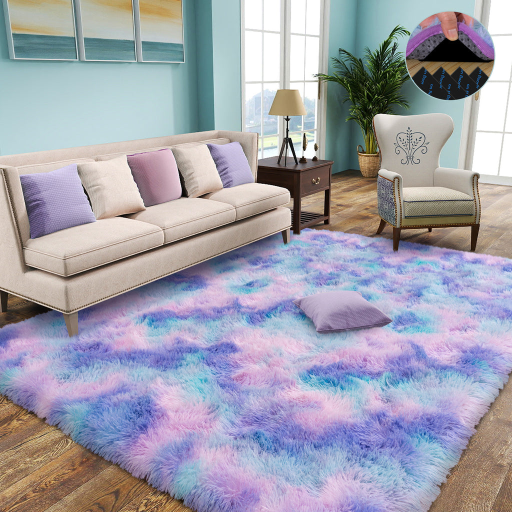 5x7ft Soft Fluffy Rainbow Area Rug, Non-Slip Shag Carpet for Living Room Bedroom, Plush Rug for Home Dorm Decor