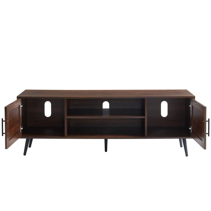Chic Crate - Bryner Dark Walnut Mid-Century TV Stand for TVs Up to 65" with Storage & Cable Management