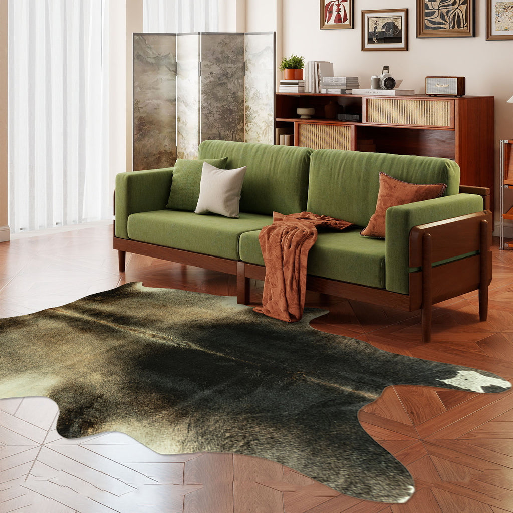 Faux Cowhide Rug 61x74.8 Inch, Western Animal Skin Carpet for Living Room Bedroom, Cowboy Cowgirl Home Decor