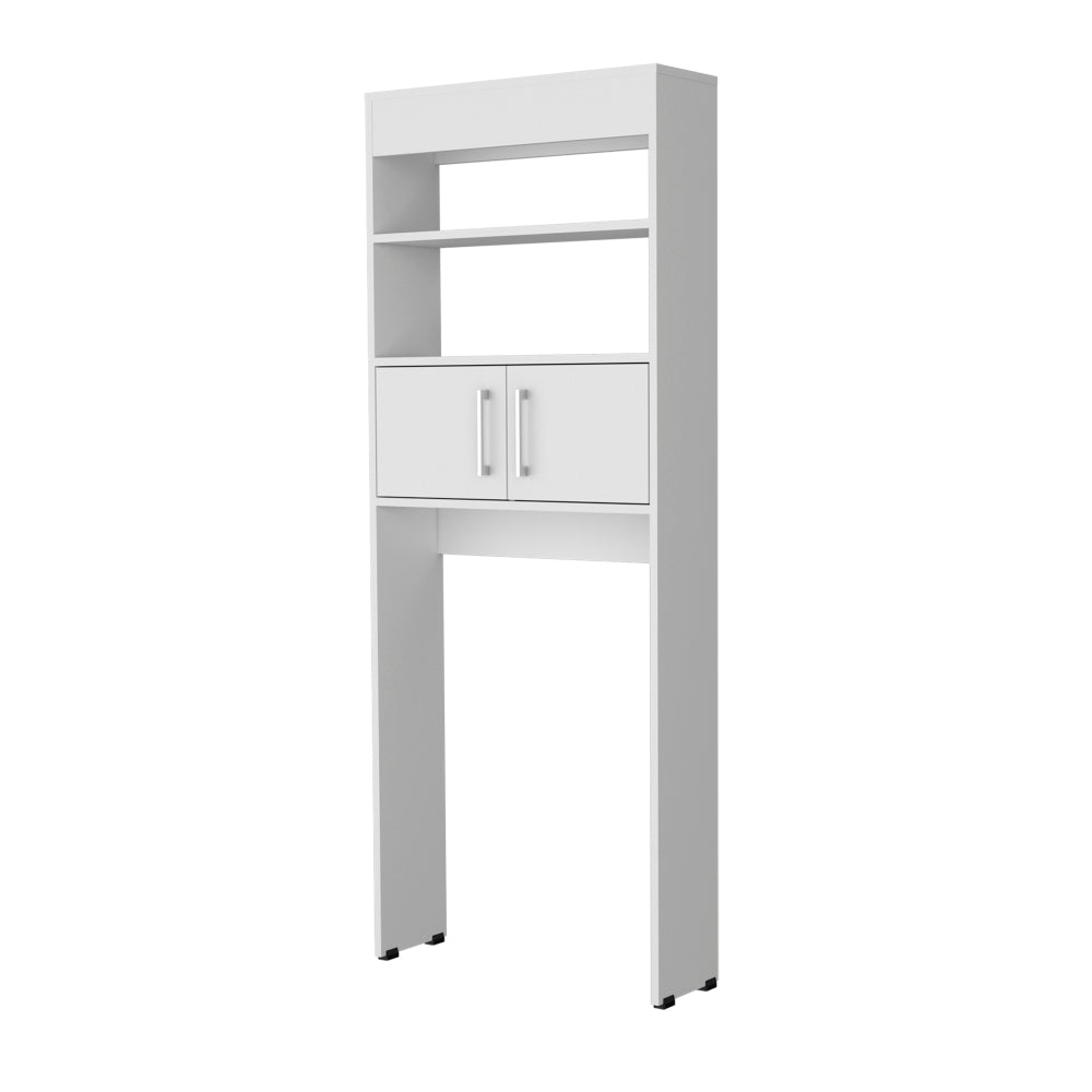 Chic Crate-Over-the-Toilet 2-Door Bathroom Cabinet – White Shelf Storage | Space-Saving Design
