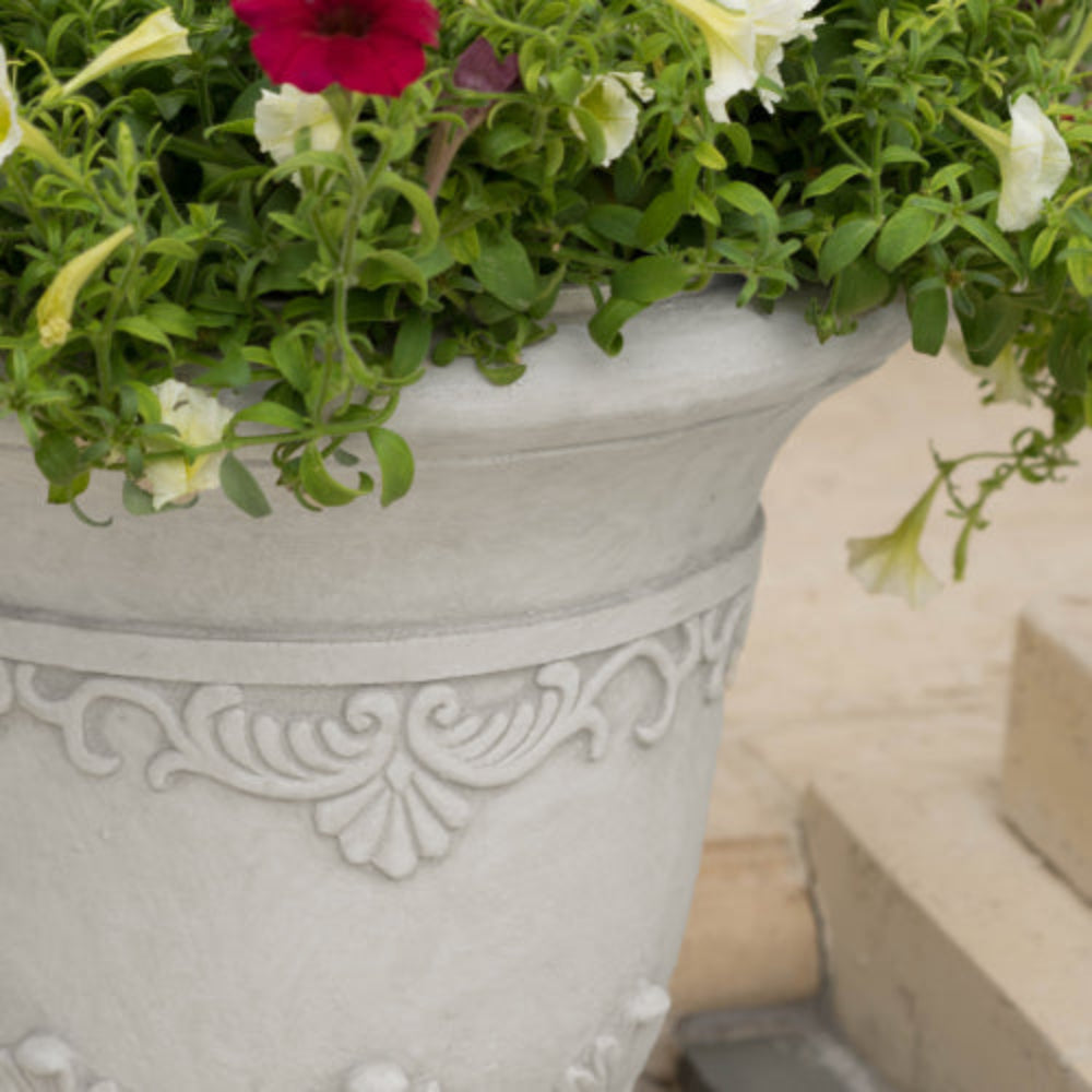 20.25 in Tall Classic Urn Planter, Indoor Outdoor Decorative Flower Pot for Patio Garden Living Room, Handmade Unique Design, No Assembly Required