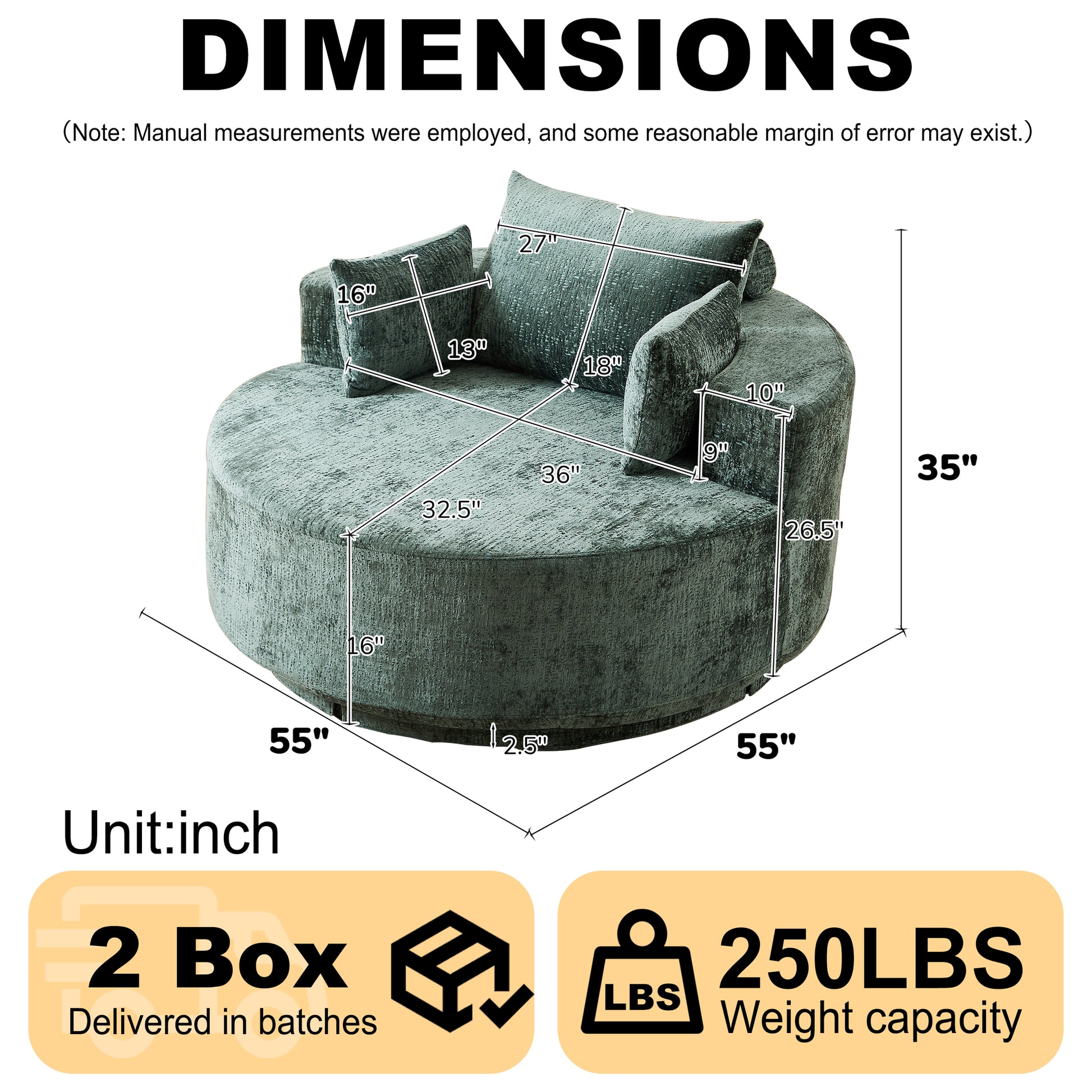 360 Degree Swivel Sleeper Chair Cozy Foam Chair for Living Room and Projection Room