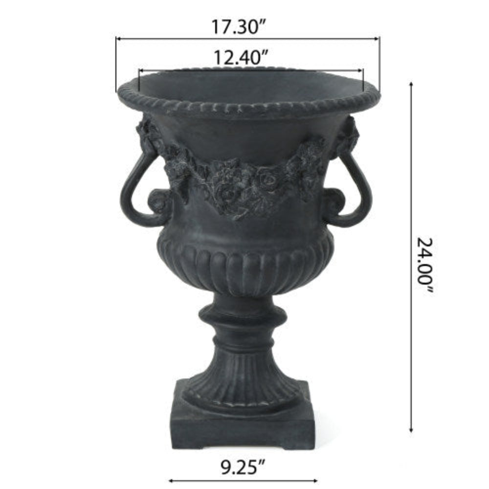 Decorative Urn Planter 17.3x17.3x24”, Indoor & Outdoor Use, Handmade Unique Design, No Assembly Required