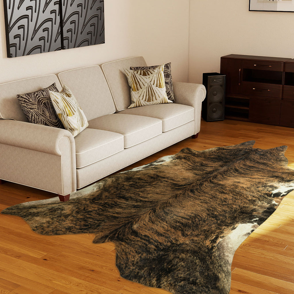 Faux Cowhide Rug 61x74.8 Inch, Western Animal Skin Carpet for Living Room Bedroom, Cowboy Cowgirl Home Decor