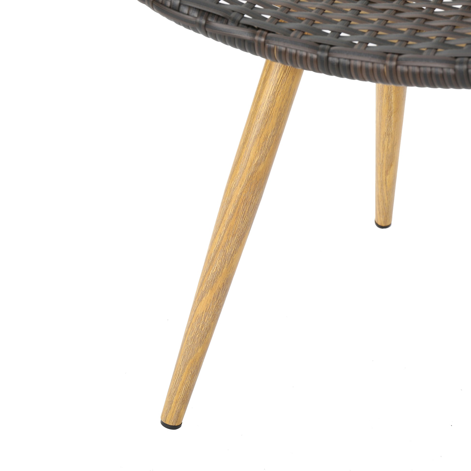 Woven Wicker Outdoor Dining Chairs with Sturdy Iron Frame & Tapered Legs (Set of 2)
