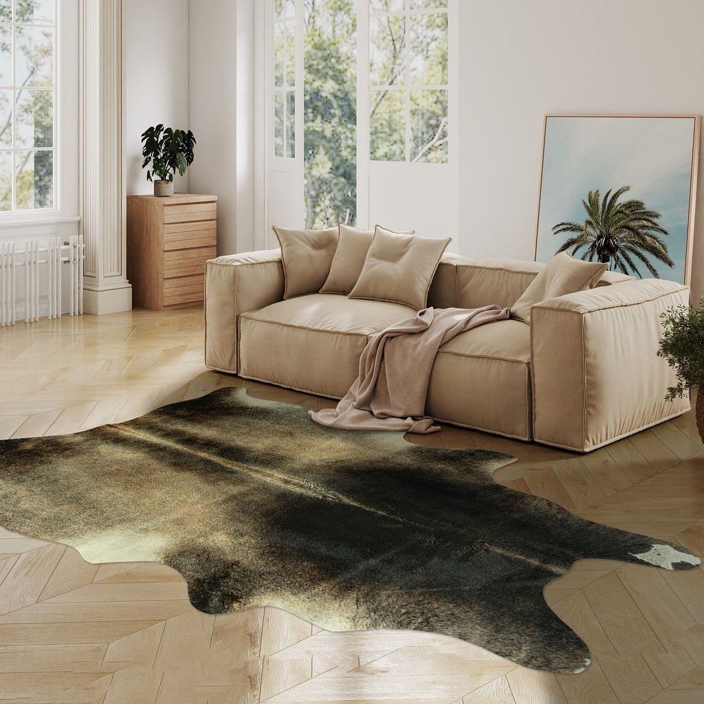 Faux Cowhide Rug 61x74.8 Inch, Western Animal Skin Carpet for Living Room Bedroom, Cowboy Cowgirl Home Decor