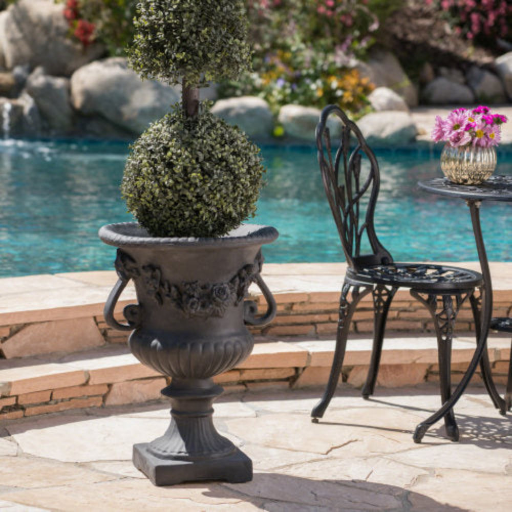 Decorative Urn Planter 17.3x17.3x24”, Indoor & Outdoor Use, Handmade Unique Design, No Assembly Required