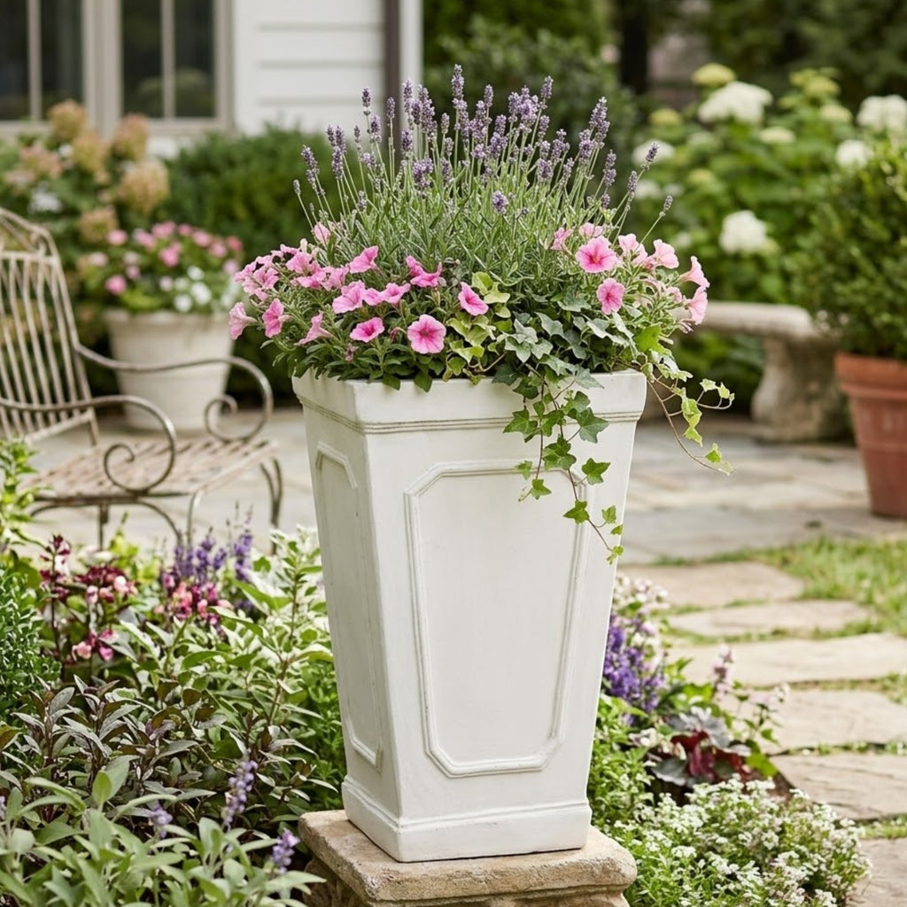 Tall Outdoor Planter Pots with Drainage Holes Decorative Flower Pots for Porch Patio Deck