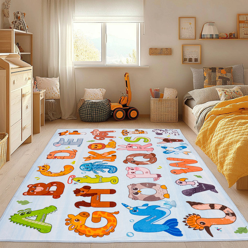 Kids ABC Educational Area Rugs For Kids Boys Girls Kindergarten Decorative Soft Crawling Floor Mats Children's Bedside Rugs