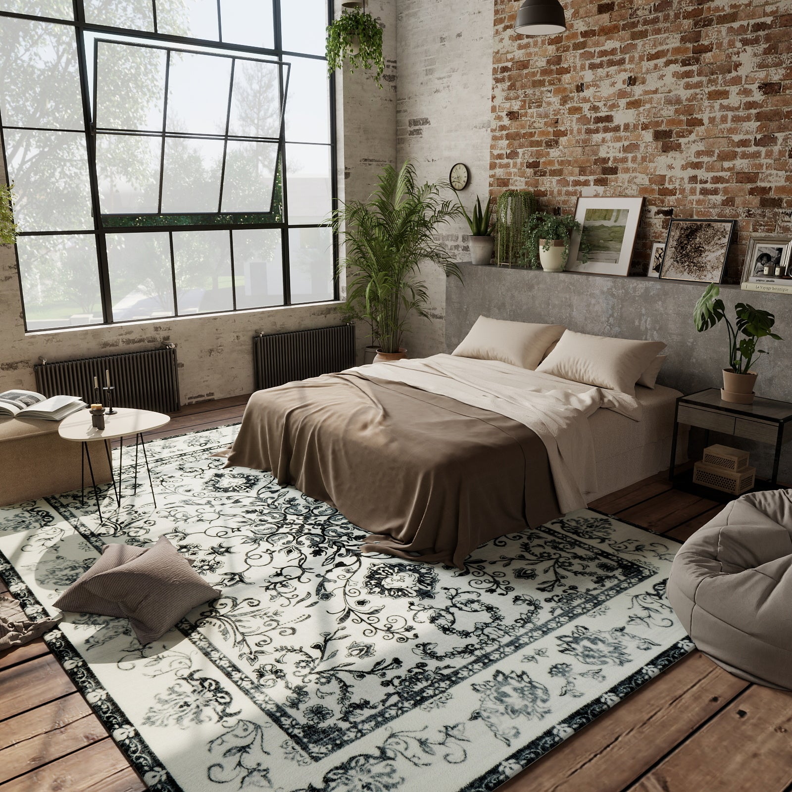 5x7ft Washable Abstract Print Multi-Color Area Rug, Thin Distressed Non-Slip Carpet for Living Room Bedroom,  Home Decor