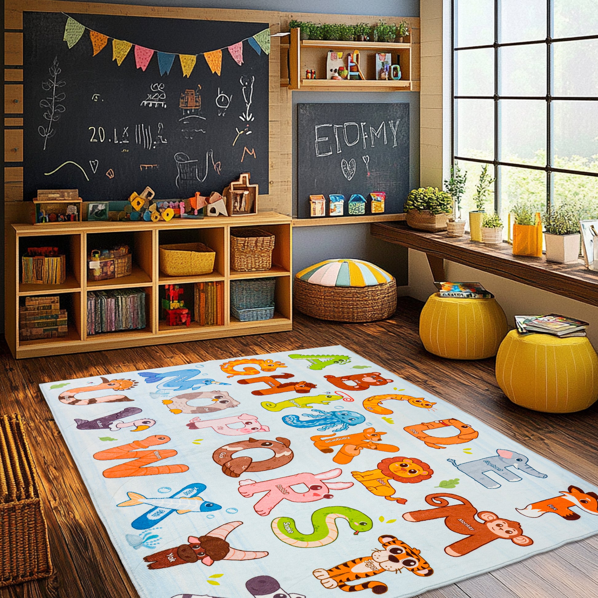 Kids ABC Educational Area Rugs For Kids Boys Girls Kindergarten Decorative Soft Crawling Floor Mats Children's Bedside Rugs