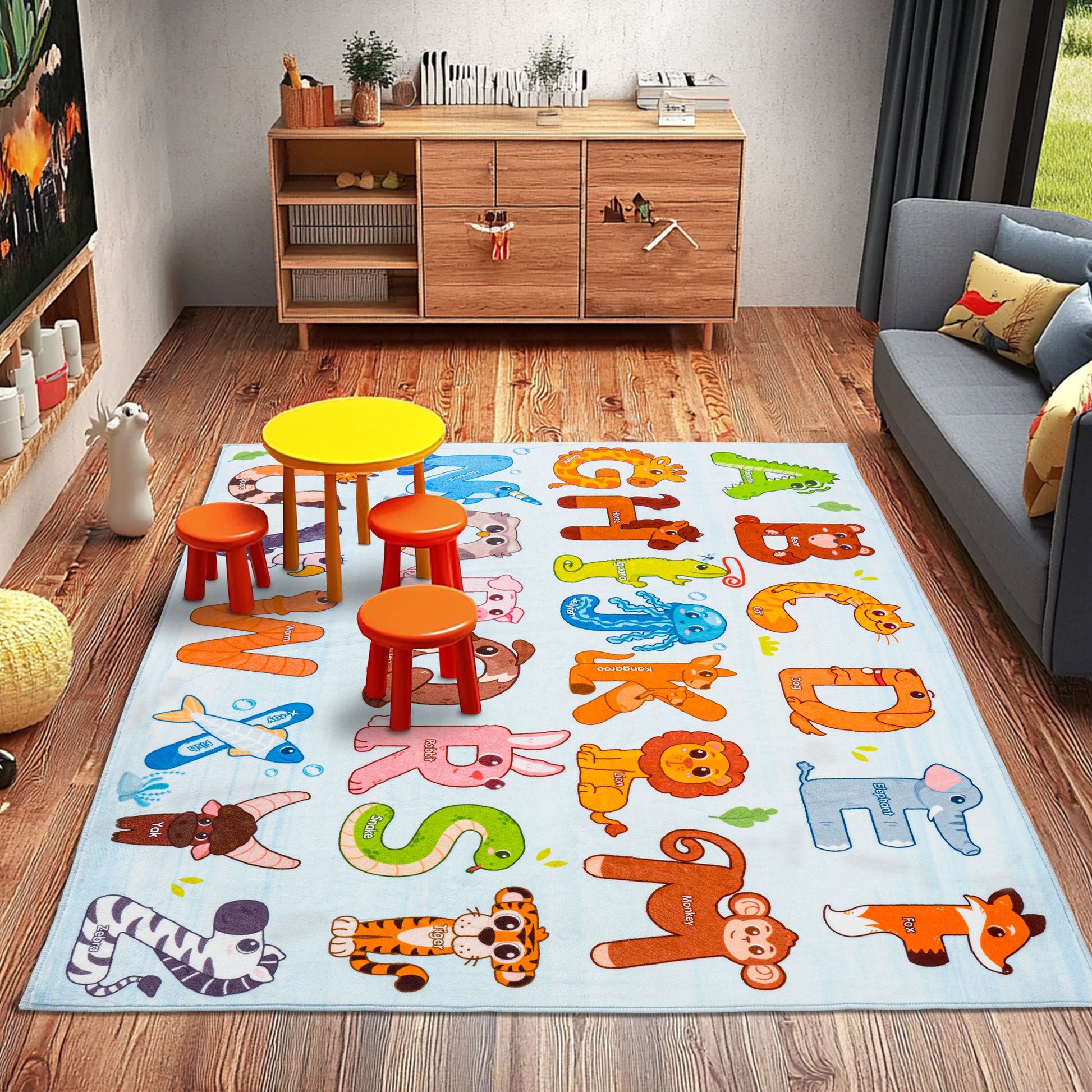 Kids ABC Educational Area Rugs For Kids Boys Girls Kindergarten Decorative Soft Crawling Floor Mats Children's Bedside Rugs
