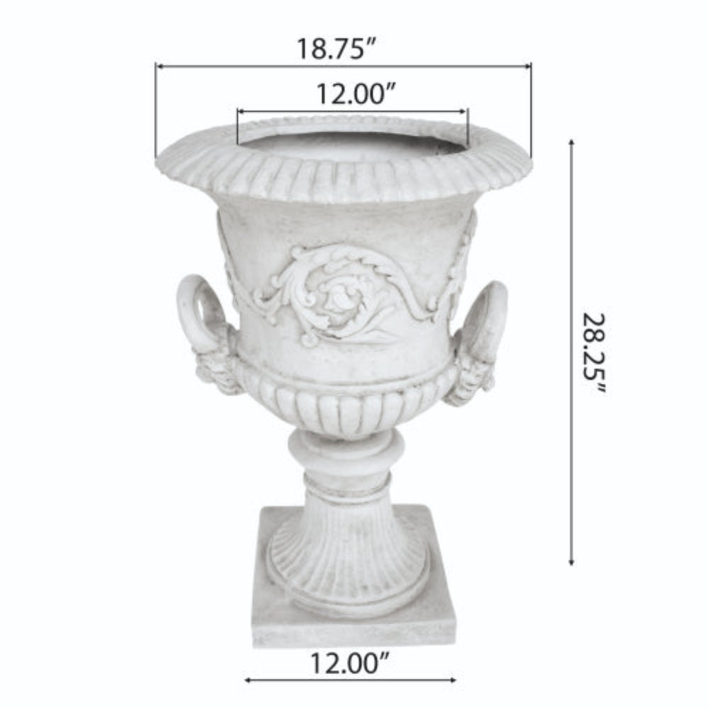 Lightweight Concrete Roman Style Planter with Drainage Hole & Stopper, Faux Stone Decorative Plant Pot for Indoor Outdoor Flowers Herbs Succulents