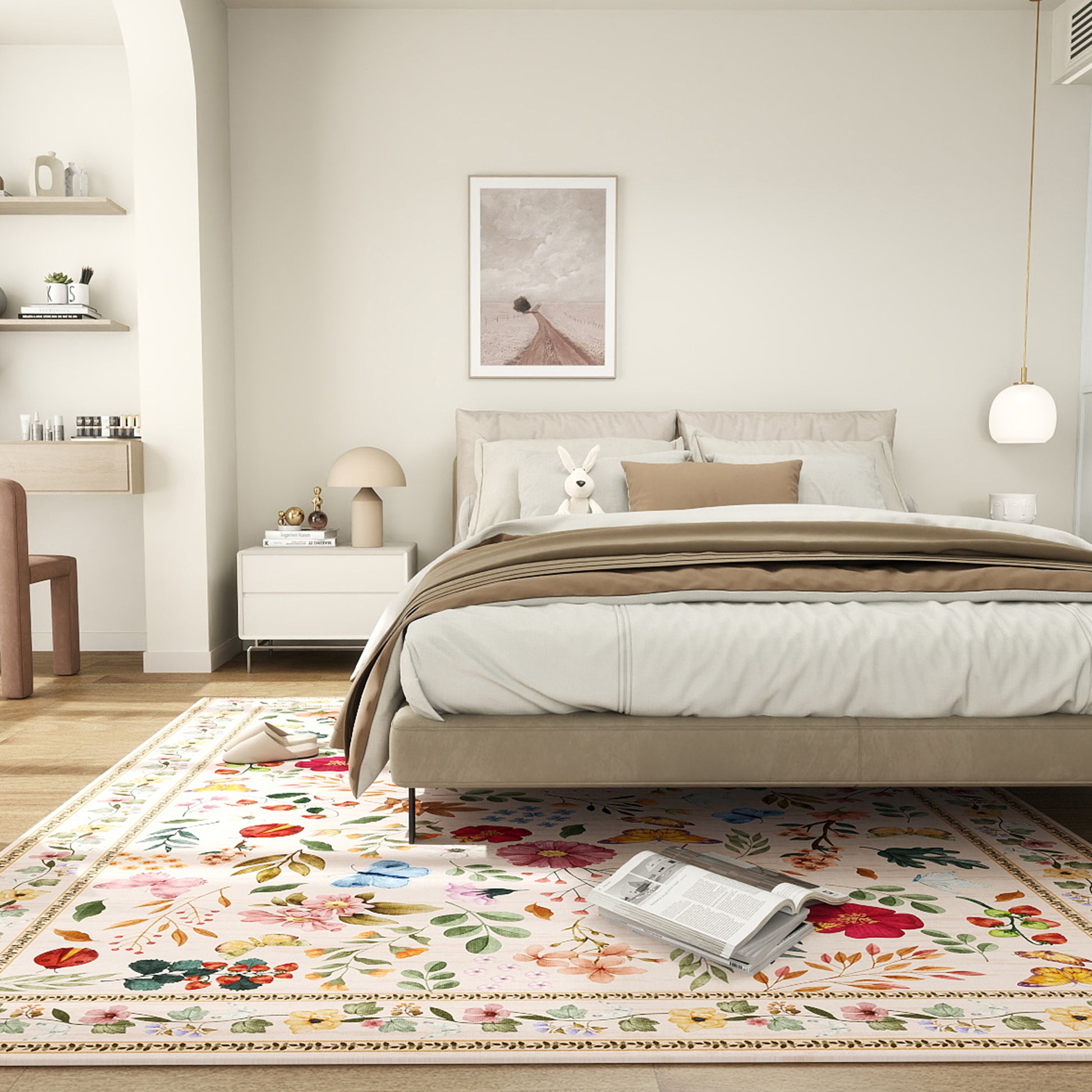 5x7ft Washable Vintage Area Rug, Thin Distressed Non-Slip Traditional Carpet for Living Room Bedroom Kitchen Dining Room