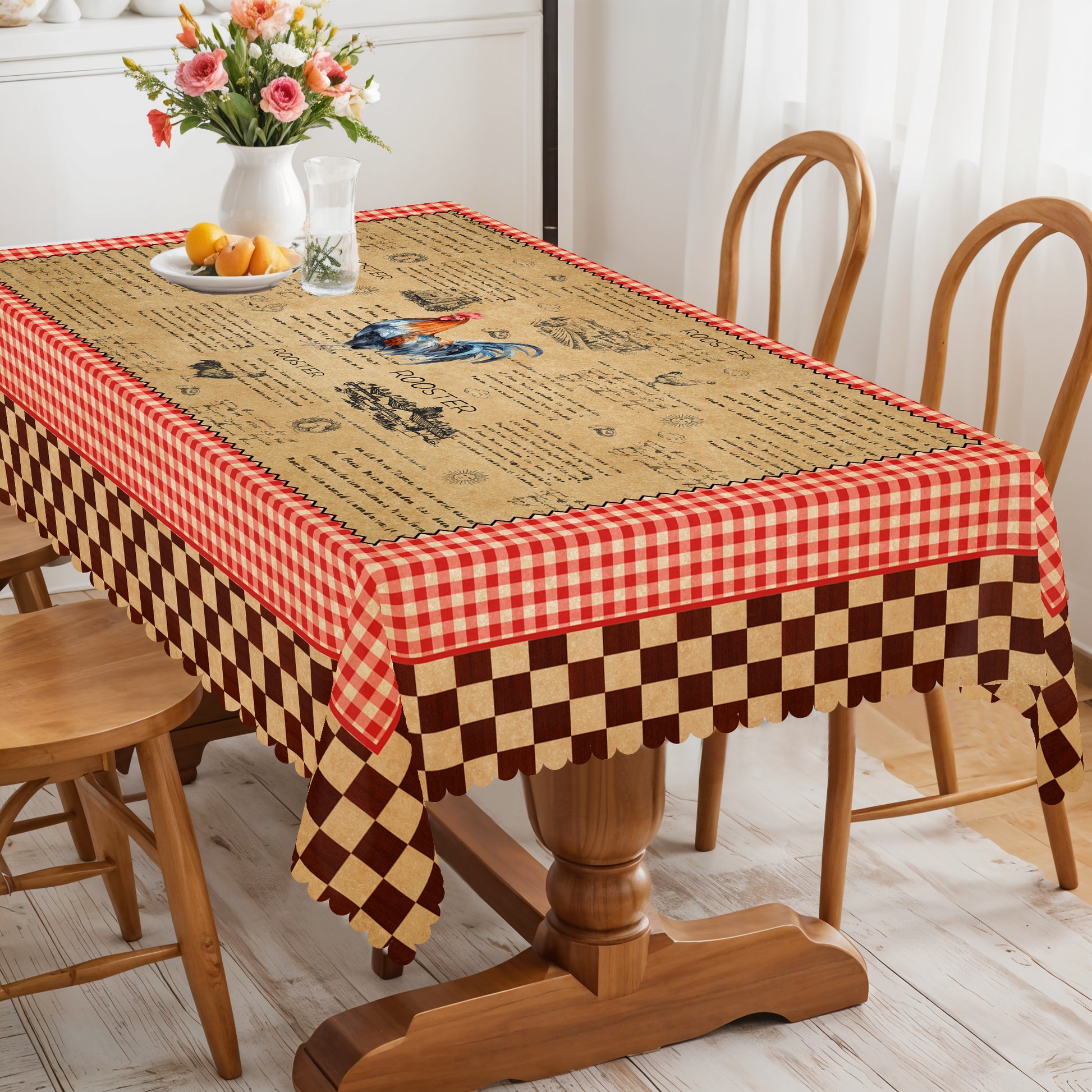 Farmhouse Tablecloth Vintage Style Chicken Cat Table Cover Farmhouse Animal Decor Tablecloth for Kitchen Dining Party