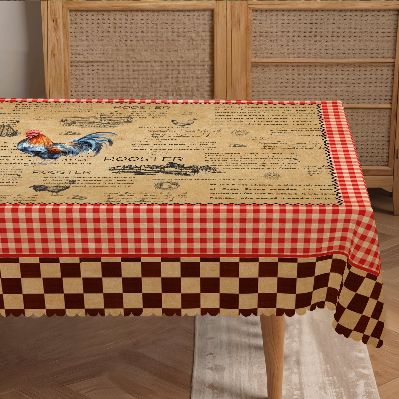 Farmhouse Tablecloth Vintage Style Chicken Cat Table Cover Farmhouse Animal Decor Tablecloth for Kitchen Dining Party
