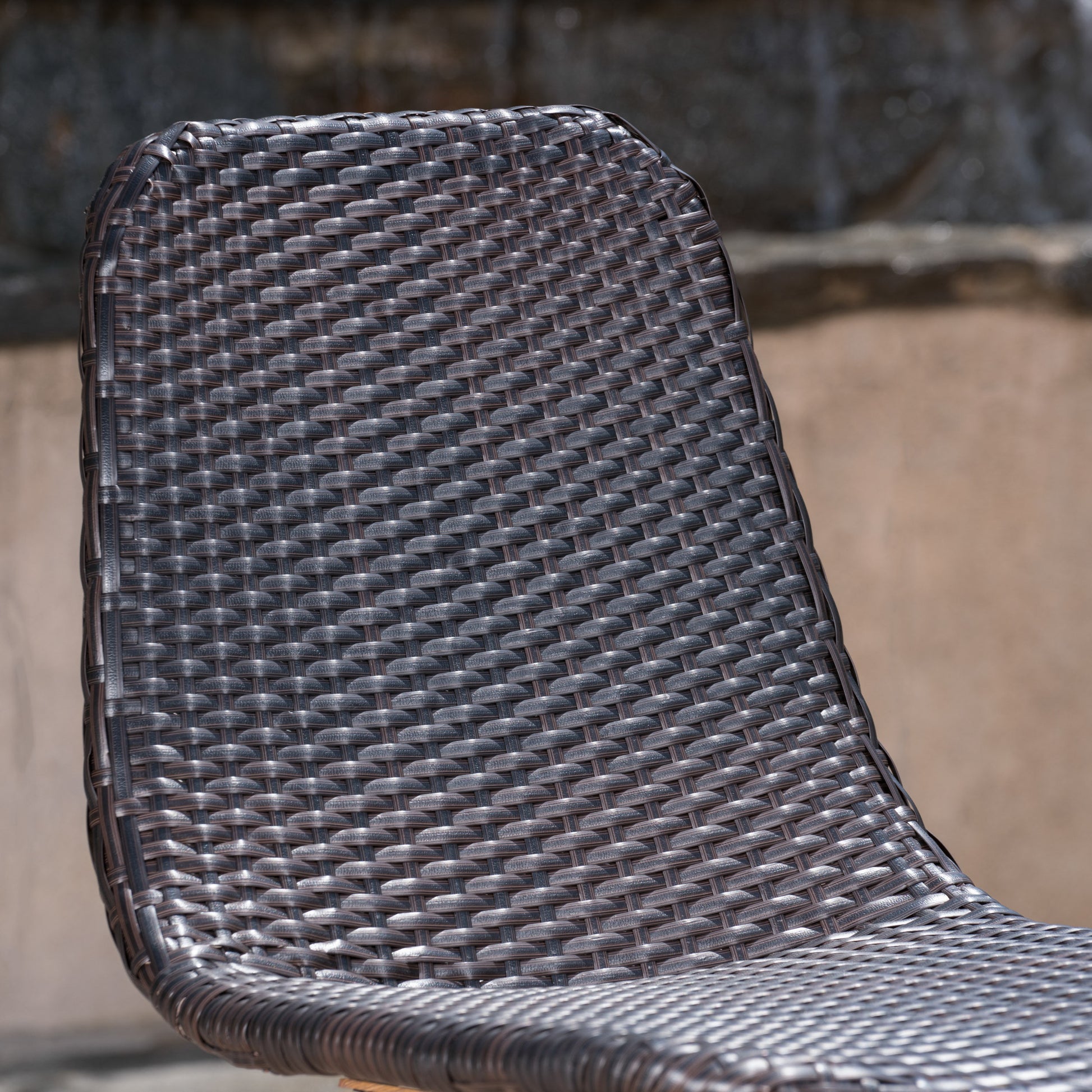 Woven Wicker Outdoor Dining Chairs with Sturdy Iron Frame & Tapered Legs (Set of 2)