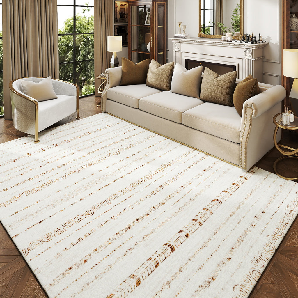 Area Rug Living Room Rugs 5x7 Washable Boho Large Neutral Farmhouse for Bedroom Nursery Kids Playroom Office Dining Room Home House