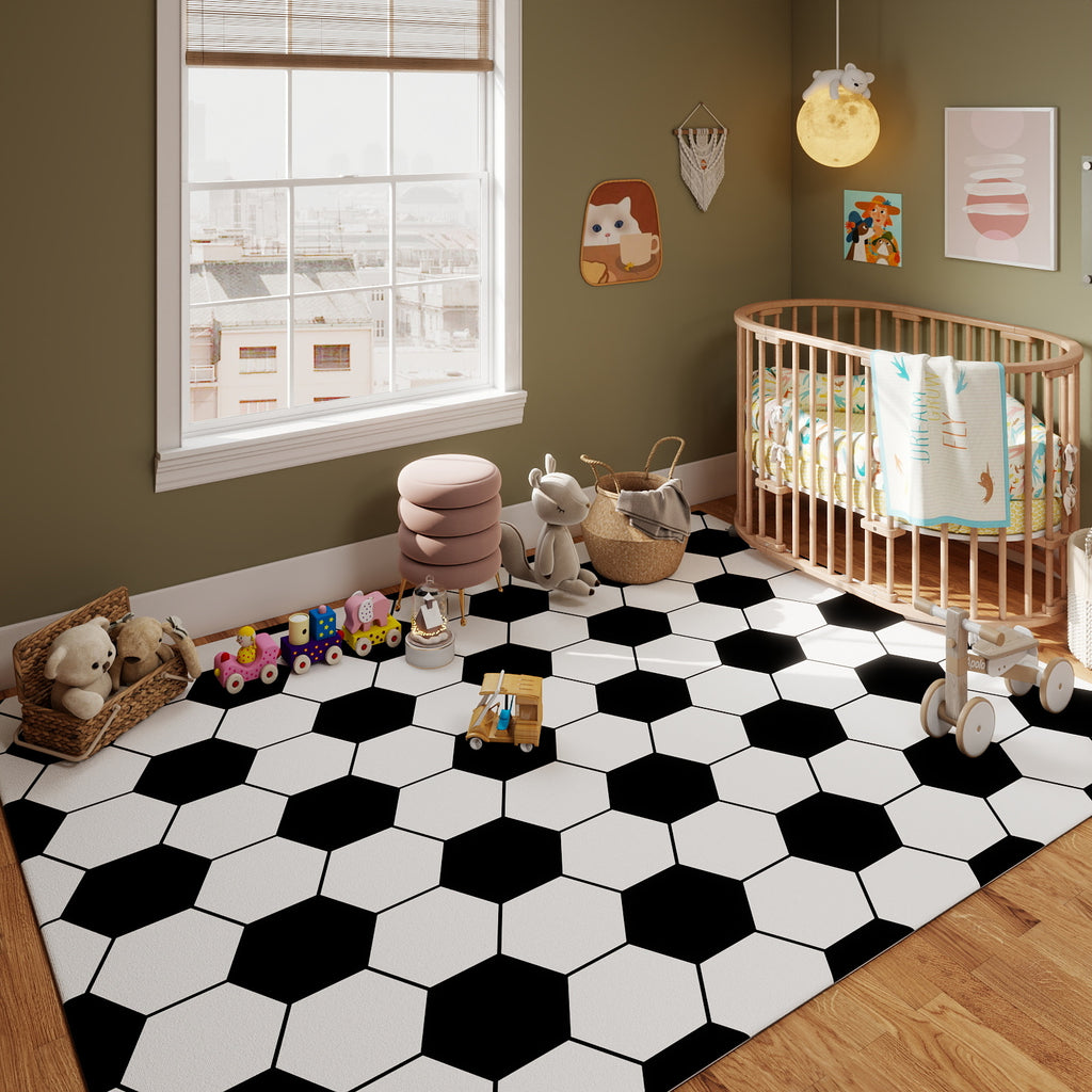 Round Ball Pattern Area Rug, Fluffy Washable Area Rug for Living Room Kids Room Nursery Playroom Decor