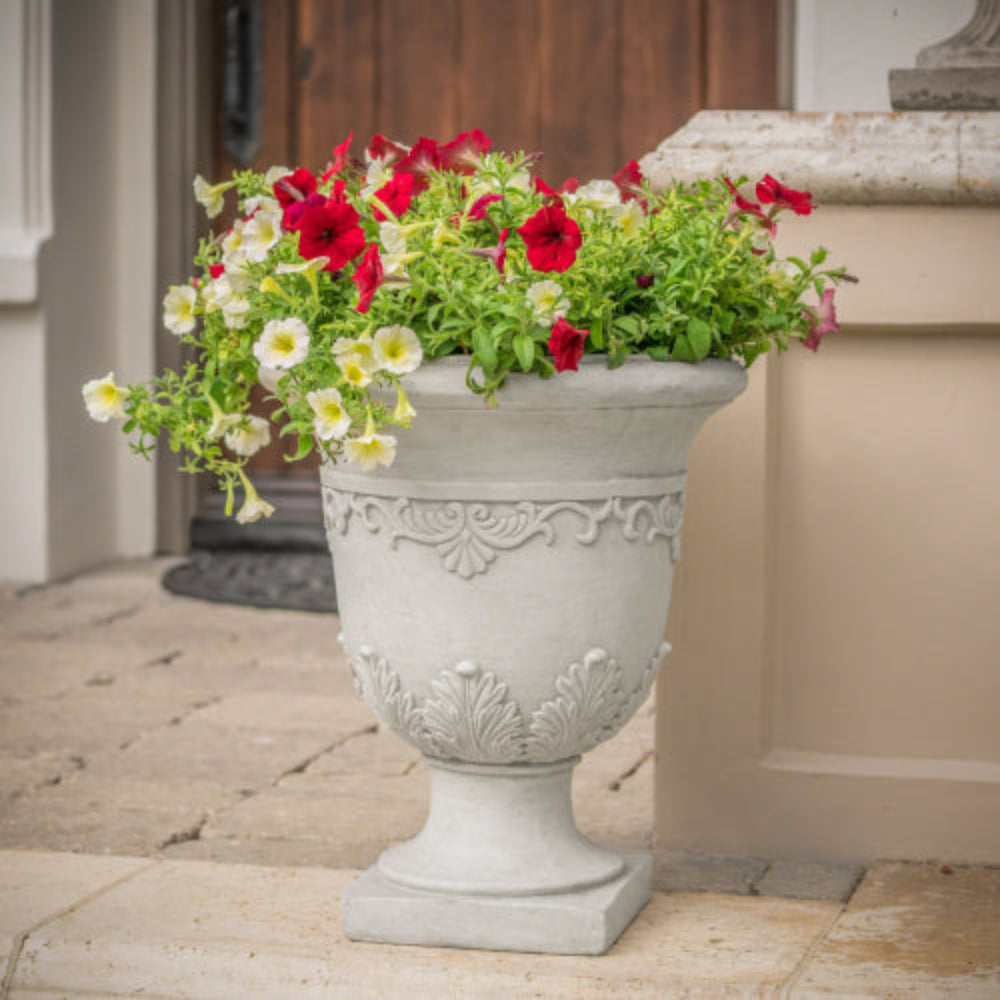 20.25 in Tall Classic Urn Planter, Indoor Outdoor Decorative Flower Pot for Patio Garden Living Room, Handmade Unique Design, No Assembly Required