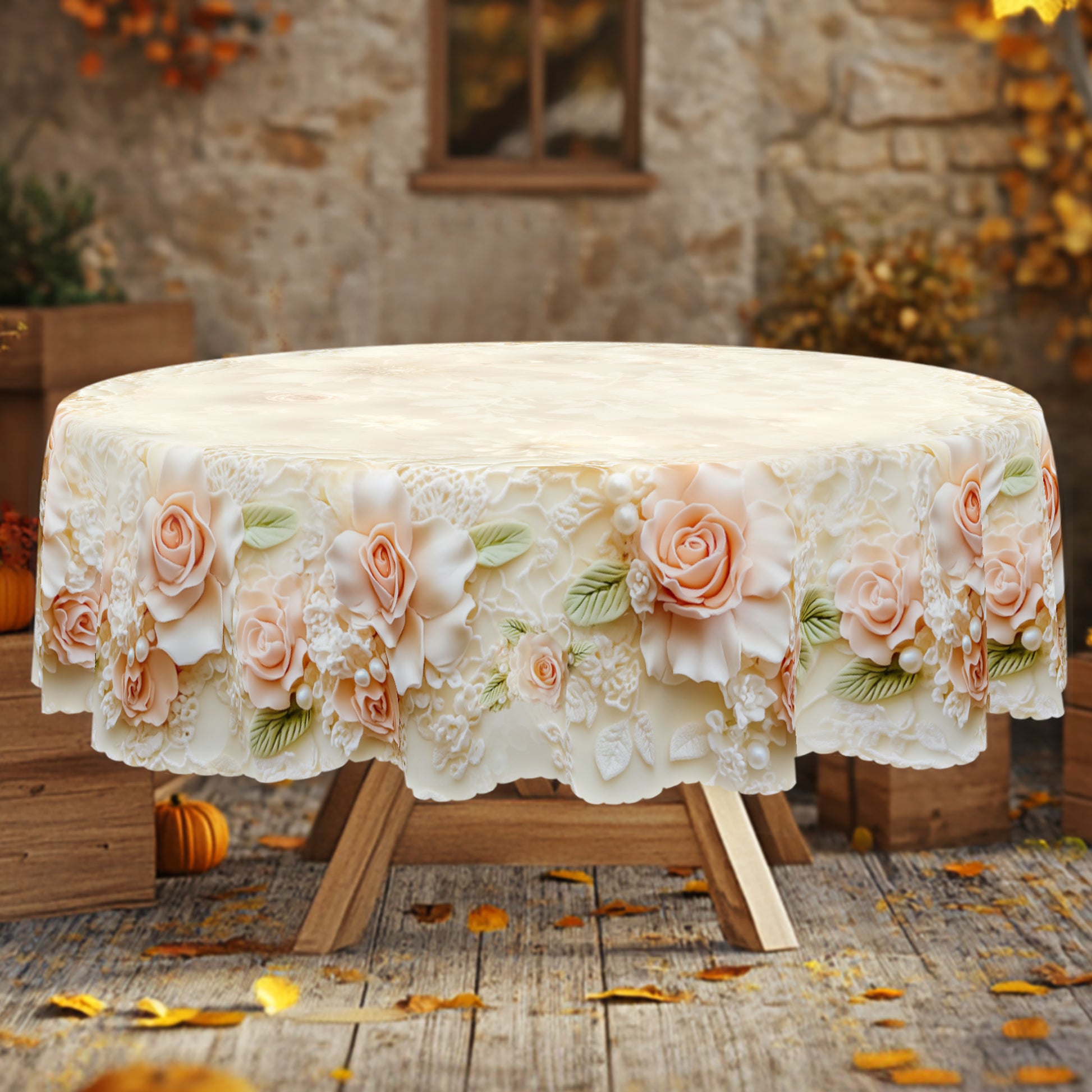 Floral Tablecloth with Colorful Flowers, Dustproof Easy-Care Dining Table Cover for Indoor Outdoor Use and Festive Home Decor