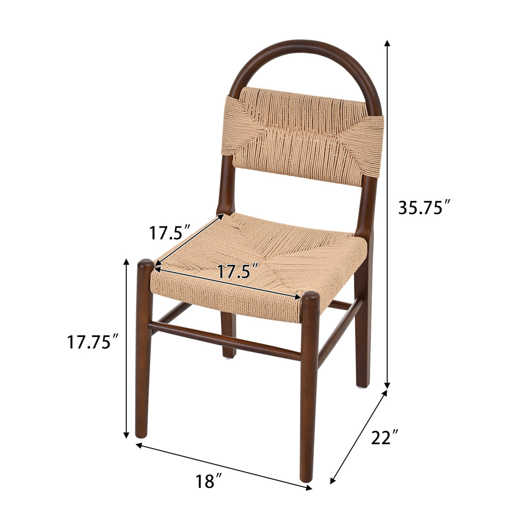 Modern Farmhouse Dining Chairs with Hand-Woven Paper Cord Seat & Wood Frame (Set of 2)