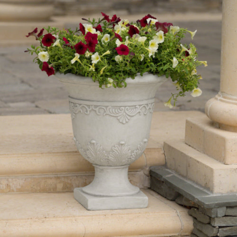 20.25 in Tall Classic Urn Planter, Indoor Outdoor Decorative Flower Pot for Patio Garden Living Room, Handmade Unique Design, No Assembly Required