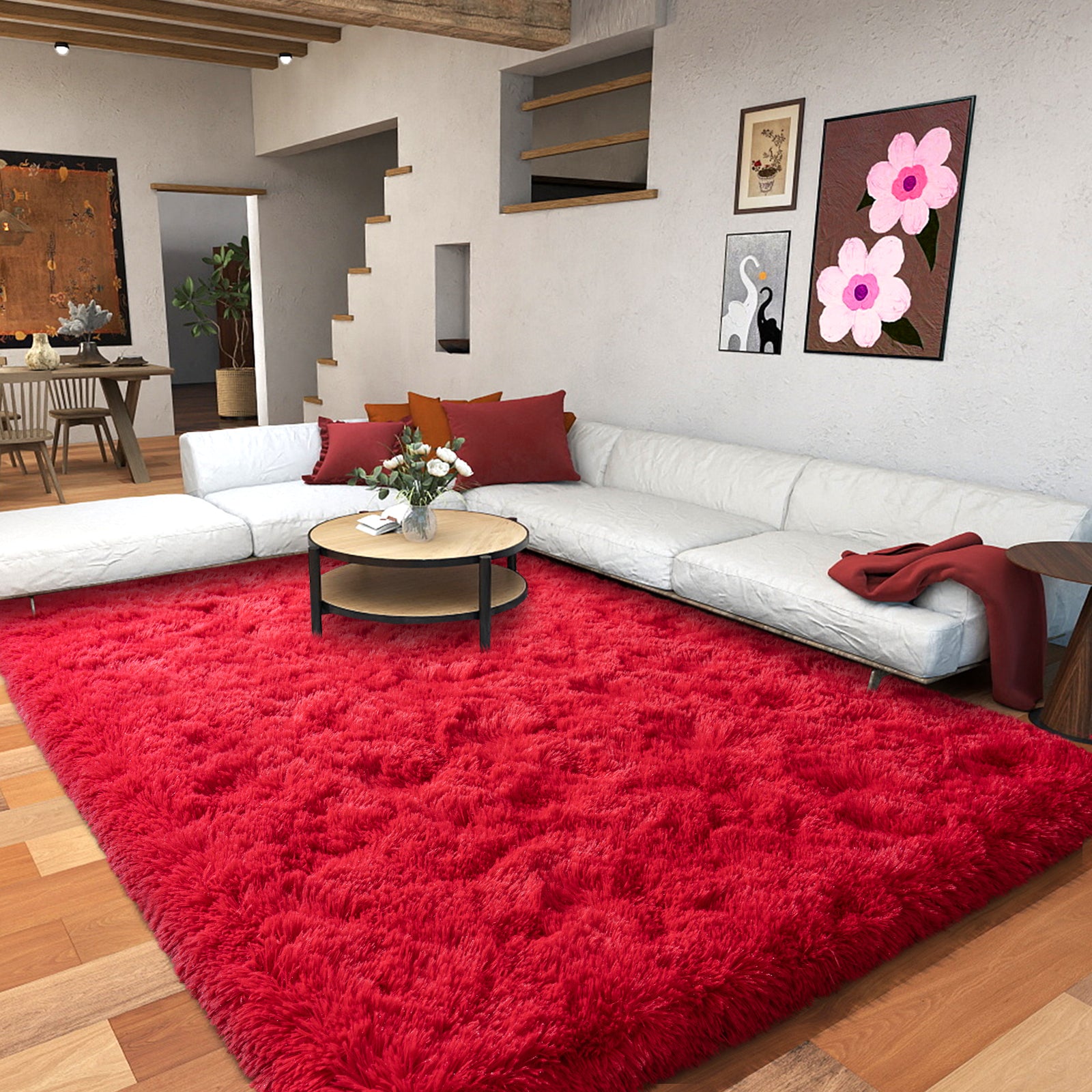 4x6ft Soft Fluffy Area Rug, Non-Slip Shag Carpet for Bedroom, Plush Living Room Rug for Home Dorm Decor