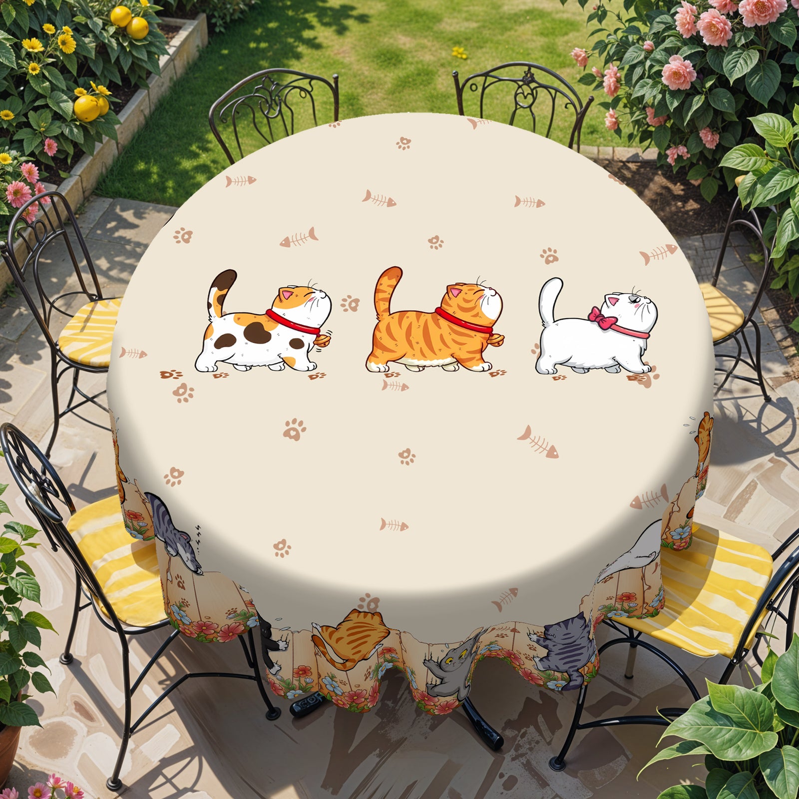 Farmhouse Tablecloth Vintage Style Chicken Cat Table Cover Farmhouse Animal Decor Tablecloth for Kitchen Dining Party