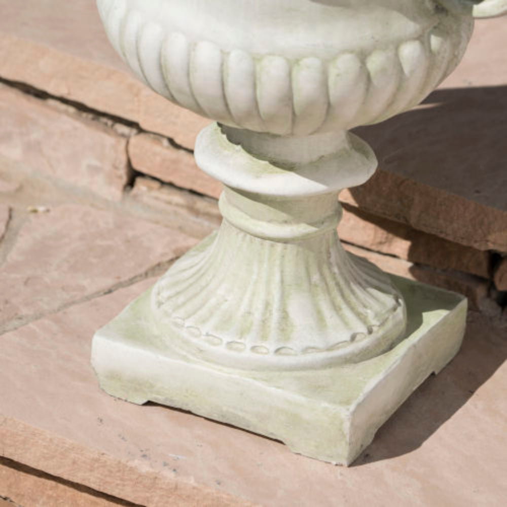 24 Inch Decorative Urn Planter, Lightweight Concrete Flower Pot for Backyard Patio Garden, Handmade Unique Design, No Assembly Required