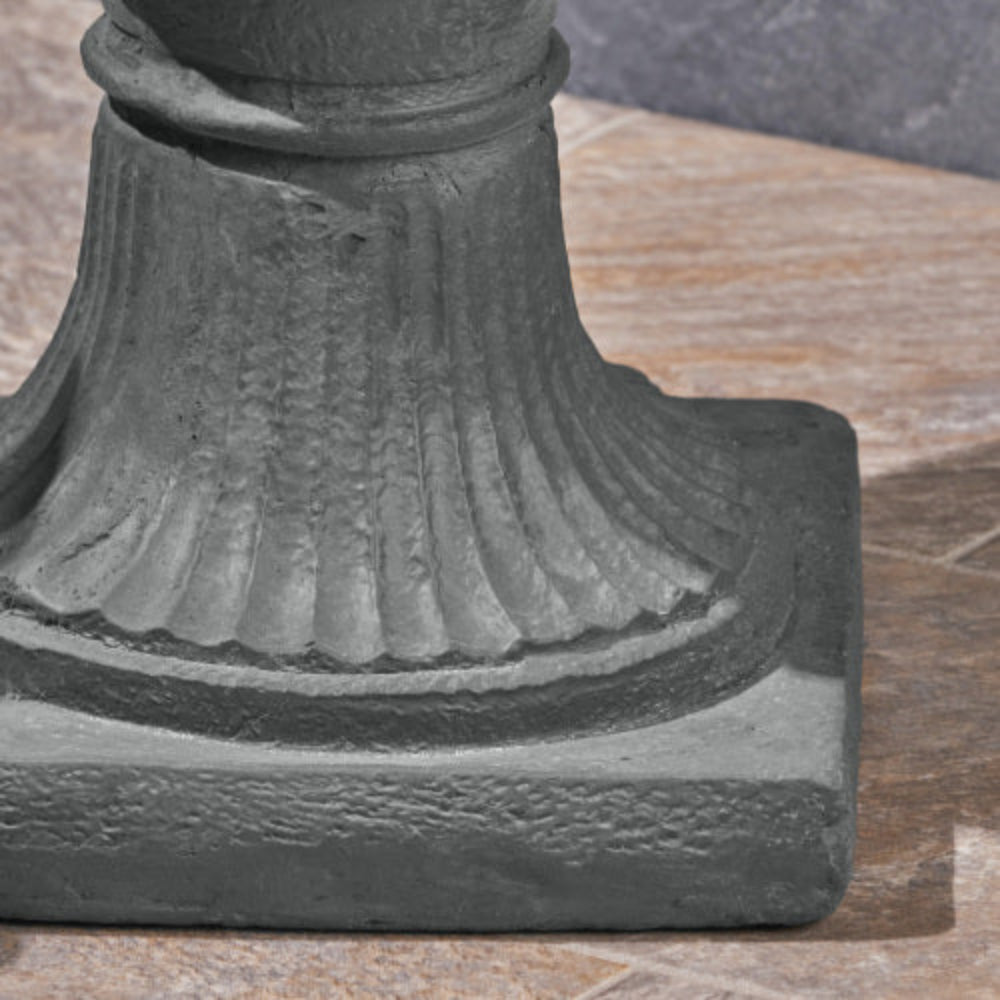 28.25" Black Chalice Urn Planter, Roman Style Faux Stone Decorative Plant Pot for Indoor Outdoor Garden Patio, Handmade Unique Square Base Flower Pot