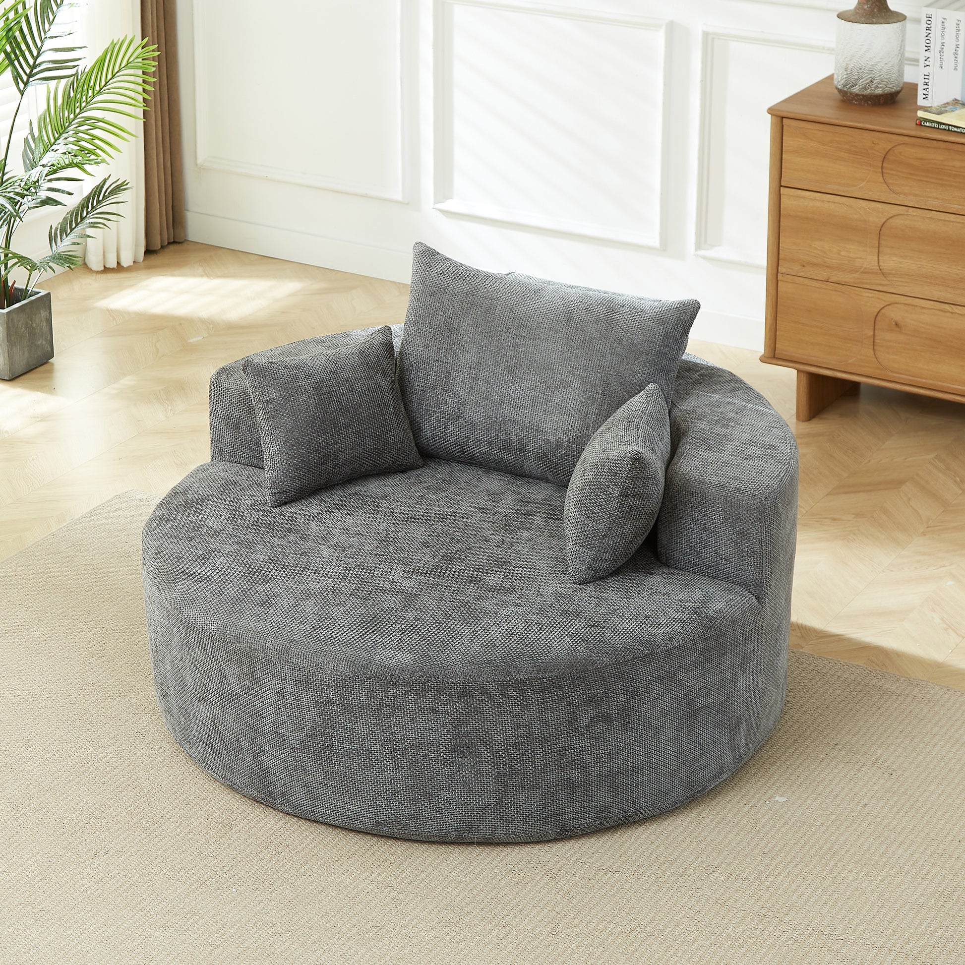 Plush Modern Sleeper Chair No Assembly Cozy Single Sofa for Living Room and Bedroom