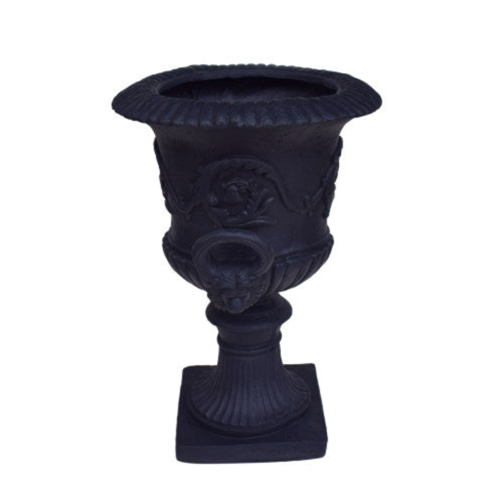 Black Planter with Drainage Hole & Stopper, Faux Stone Square Plant Pot for Indoor Outdoor Flowers Herbs Succulents, Handmade Weather Resistant